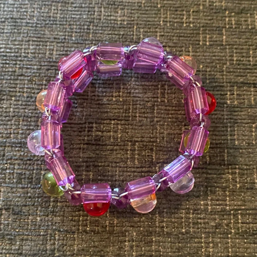Pampered Chef‎ Beaded Napkin Rings Set of 6 Purple Red Green Amber